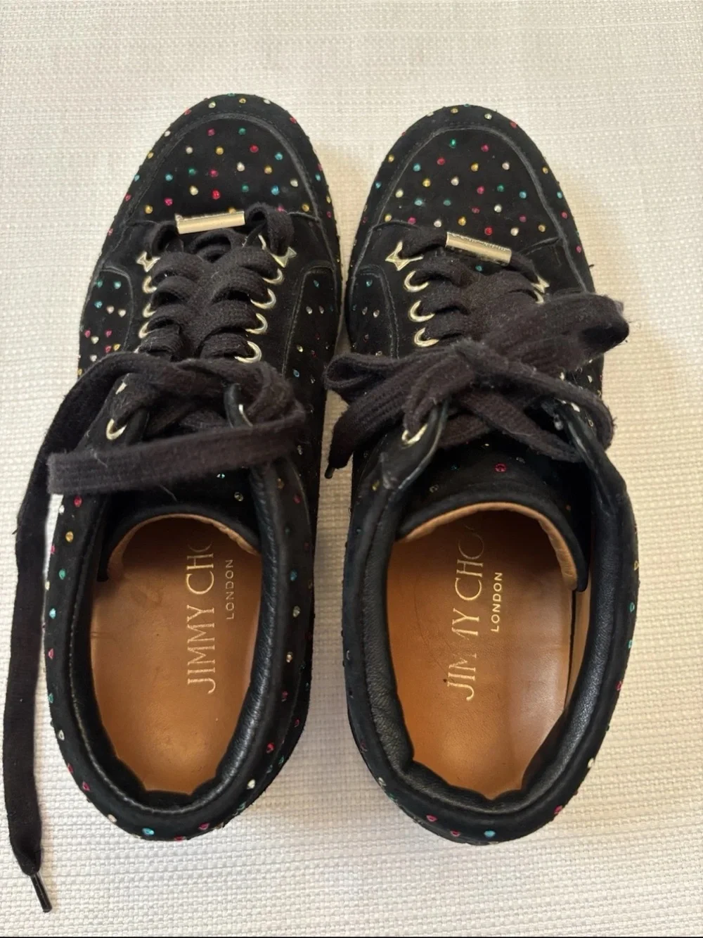 Jimmy Choo Miami Trainer Women 36 US 5.5-6 Black Suede Multicolor Sneakers